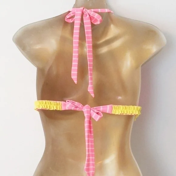 Vs pink striped triangle swim top size large y2k Barbiecore - Picture 2 of 3